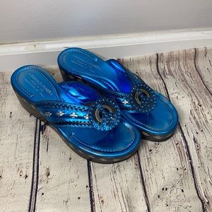 Peace Sign Blue Flip Flop Heel